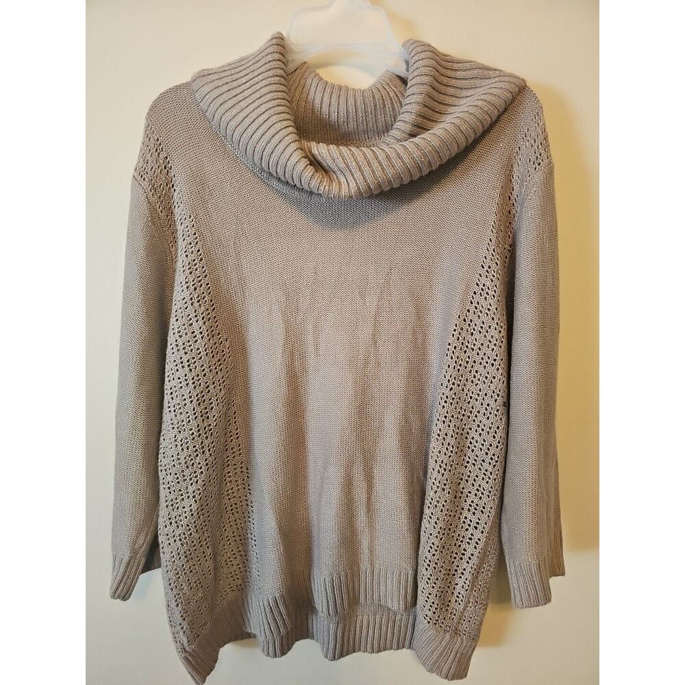 New York & Company Women's Knit Cowl Neck Sweater Size XL Light Brown‎